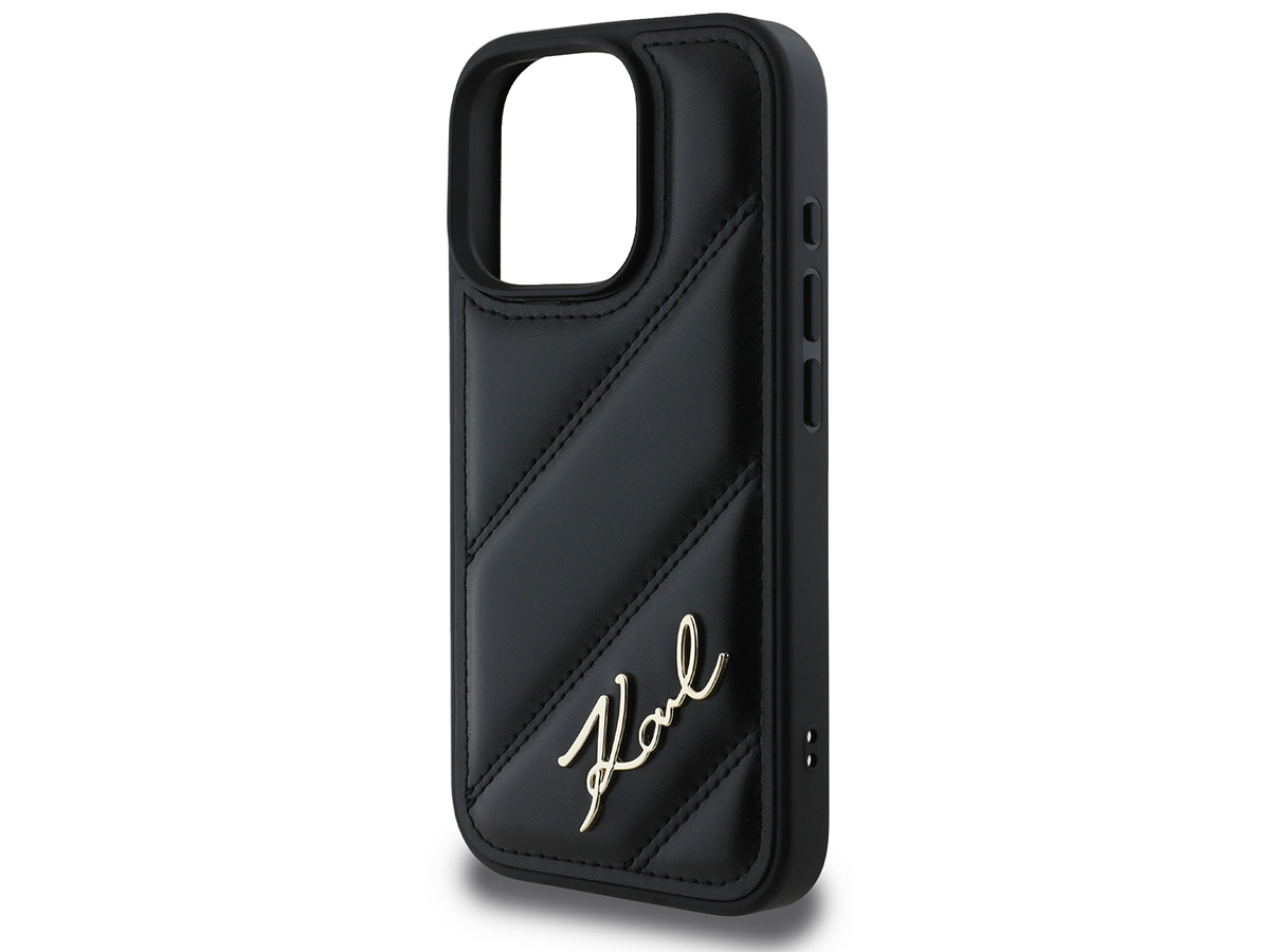 Karl Lagerfeld Signature Quilted Puffer Case Zwart - iPhone 16 Pro hoesje