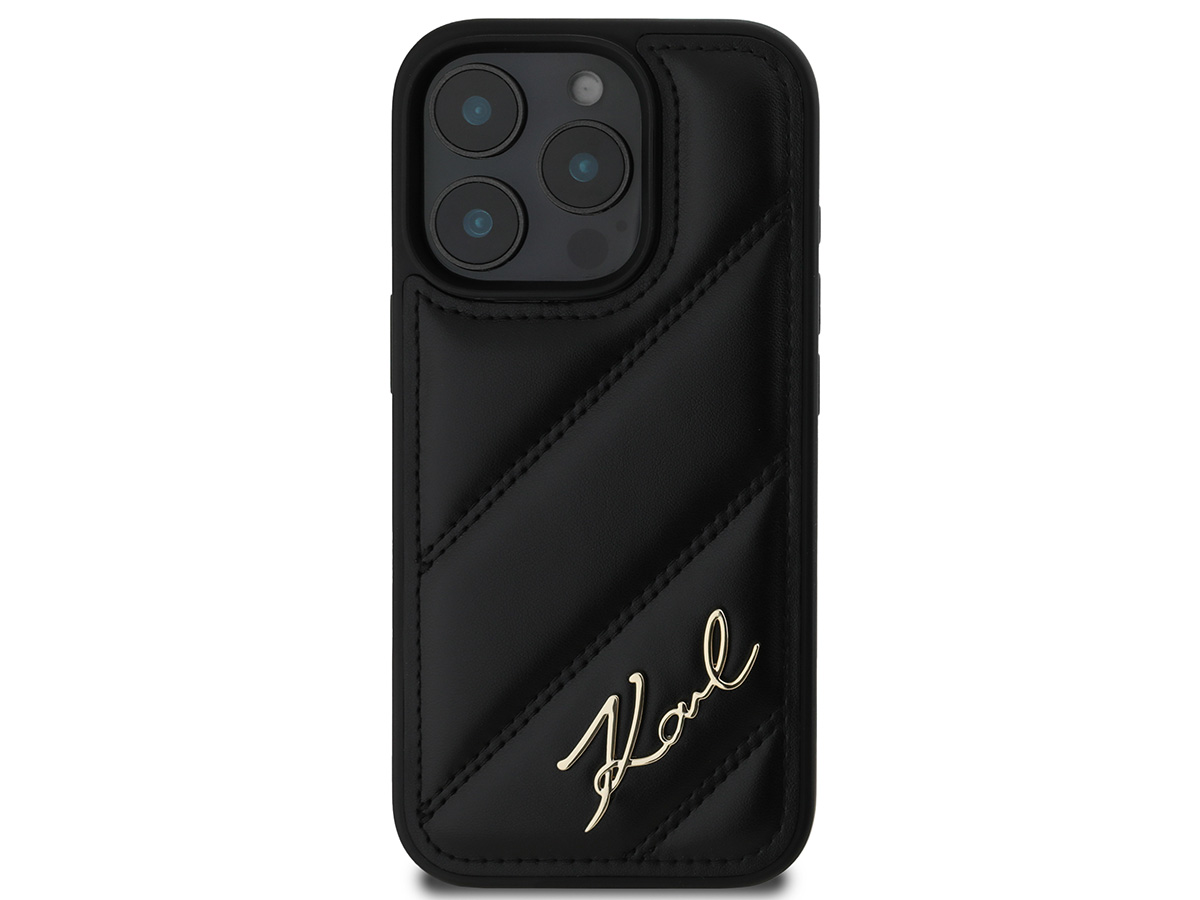 Karl Lagerfeld Signature Quilted Puffer Case Zwart - iPhone 16 Pro hoesje