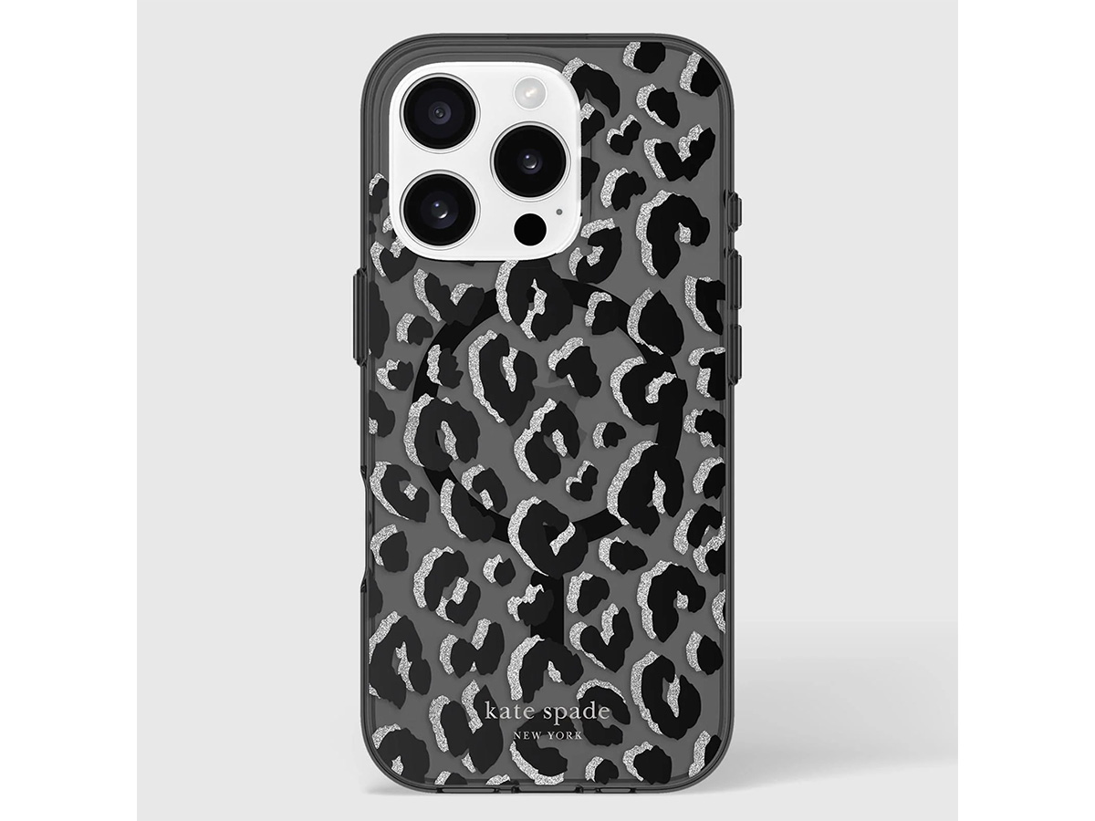 Kate Spade Black City Leopard Case - iPhone 16 Pro hoesje