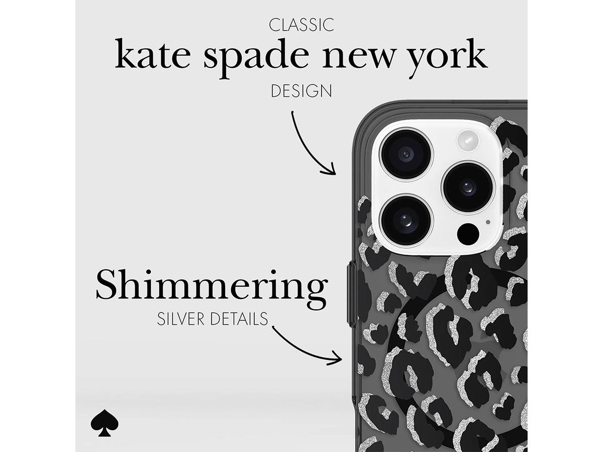 Kate Spade Black City Leopard Case - iPhone 16 Pro hoesje