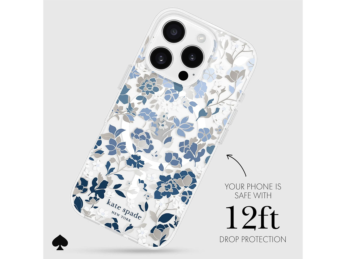 Kate Spade Flowerbed Blue Case - iPhone 16 Pro hoesje