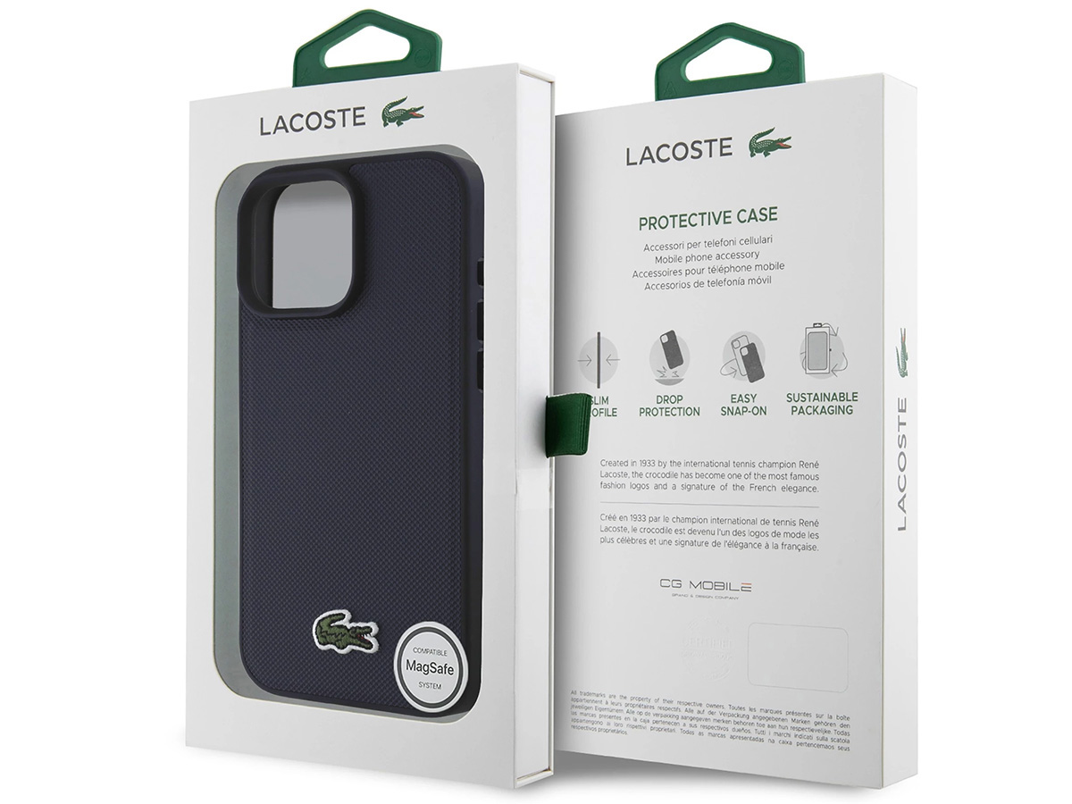 Lacoste Petit Piqué MagSafe Case Donkerblauw - iPhone 16 Pro hoesje