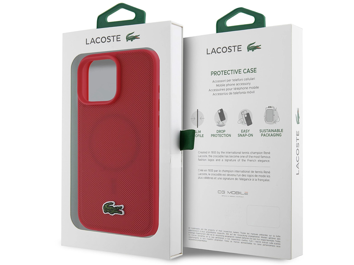 Lacoste Petit Piqué MagSafe Case Rood - iPhone 16 Pro hoesje