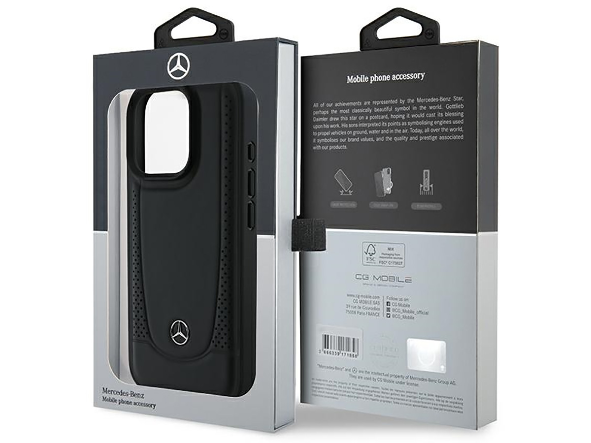 Mercedes-Benz Urban Leather Case Zwart - iPhone 16 Pro hoesje