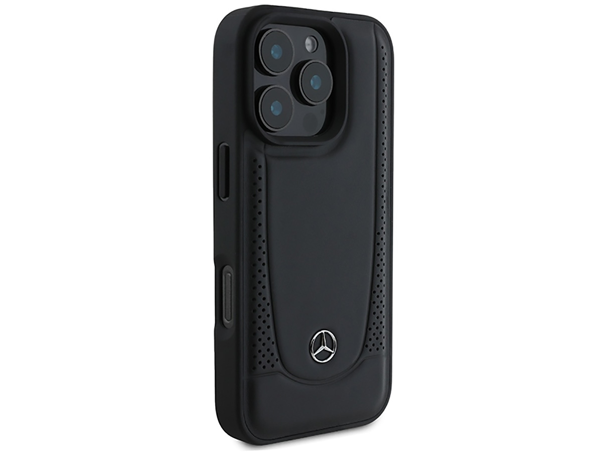 Mercedes-Benz Urban Leather Case Zwart - iPhone 16 Pro hoesje