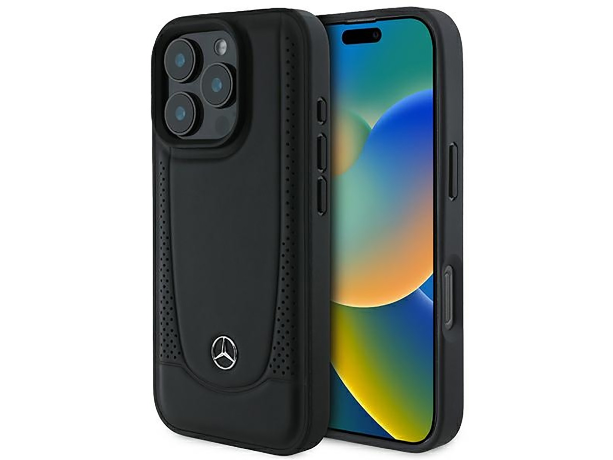 Mercedes-Benz Urban Leather Case Zwart - iPhone 16 Pro hoesje