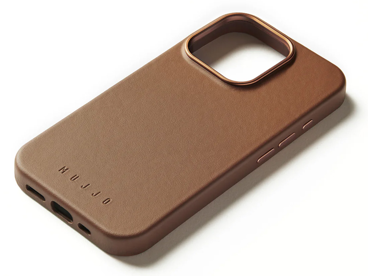 Mujjo Full Leather MagSafe Case Dark Tan - iPhone 16 Pro Hoesje Leer