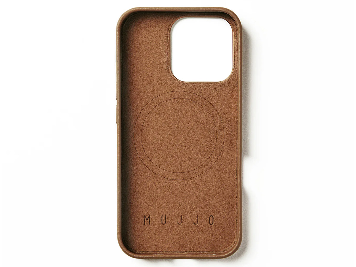 Mujjo Full Leather MagSafe Case Dark Tan - iPhone 16 Pro Hoesje Leer