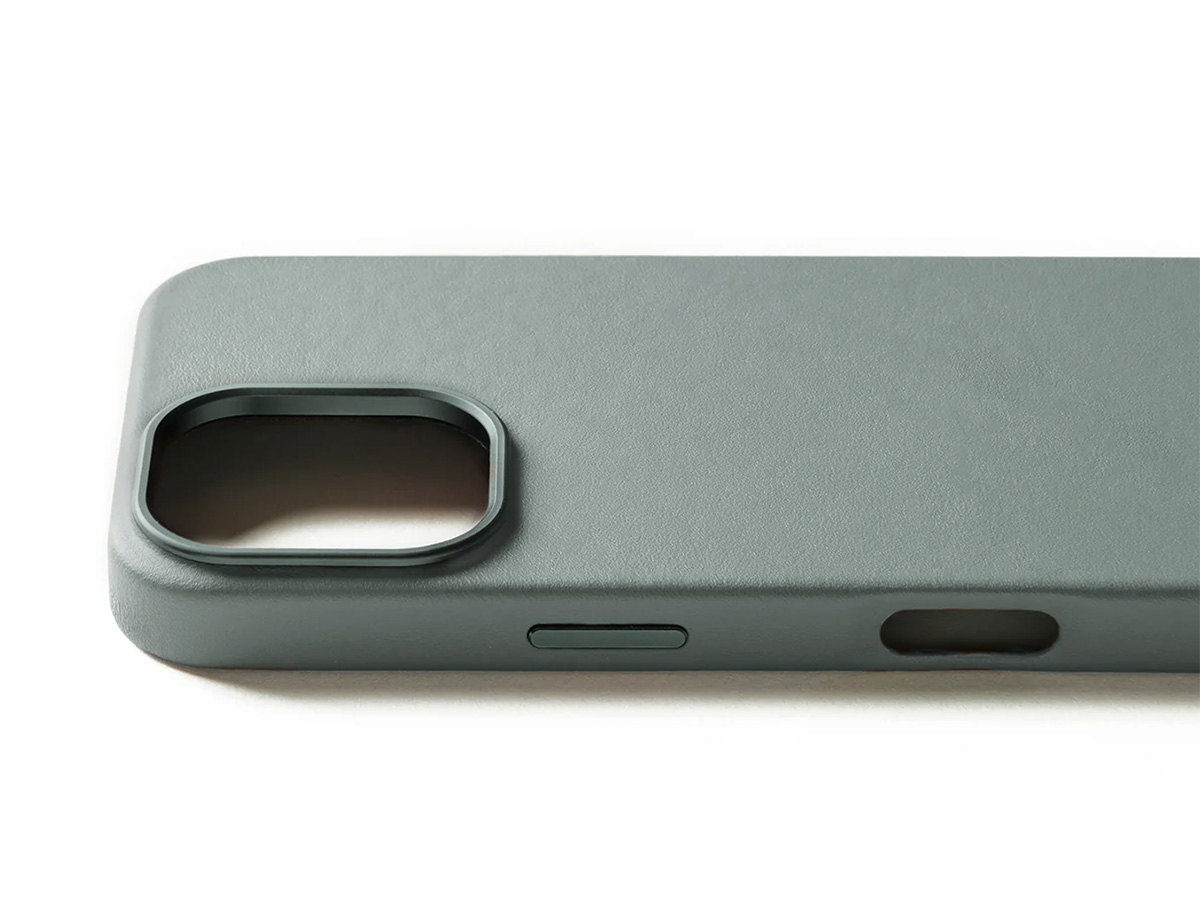 Mujjo Full Leather MagSafe Case Green Smoke - iPhone 16 Pro Hoesje Leer