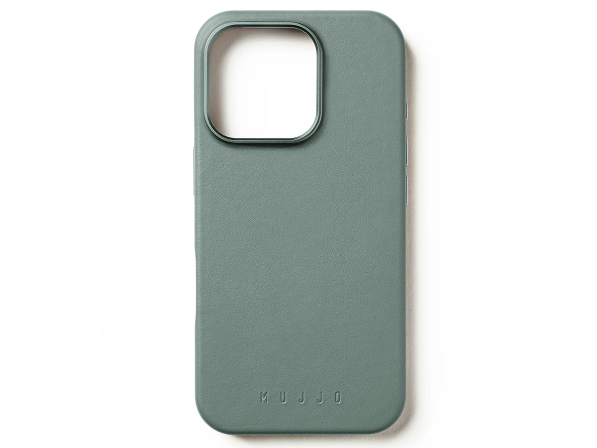 Mujjo Full Leather MagSafe Case Green Smoke - iPhone 16 Pro Hoesje Leer