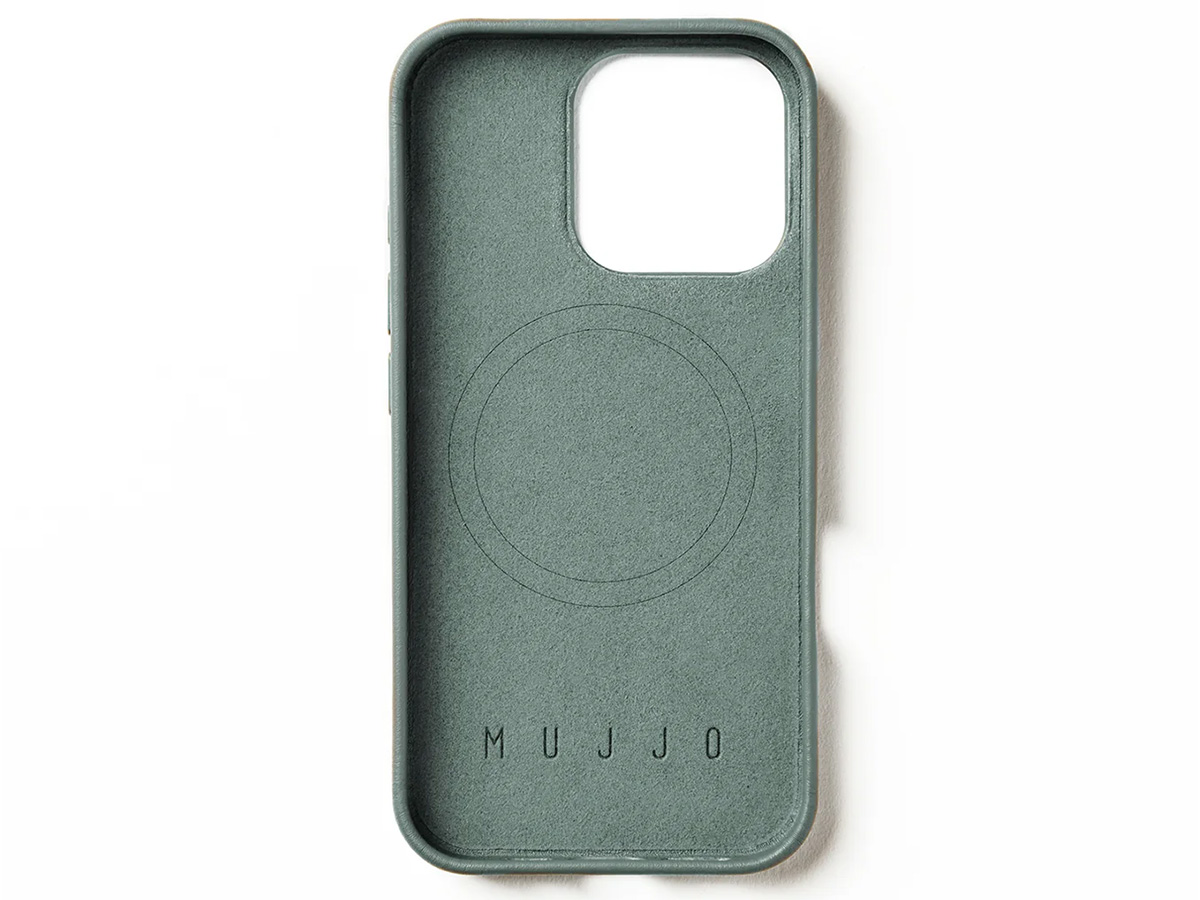 Mujjo Full Leather MagSafe Case Green Smoke - iPhone 16 Pro Hoesje Leer