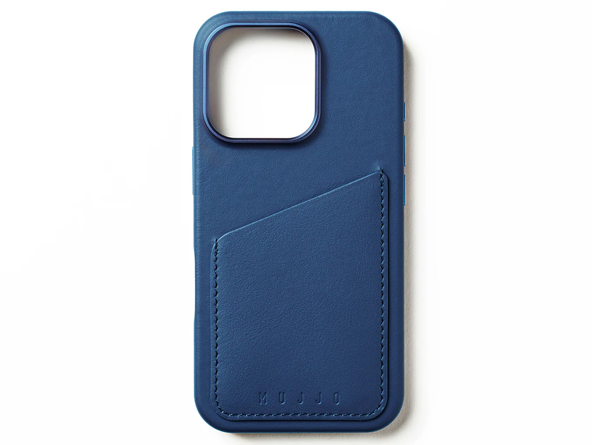 Mujjo Full Leather Wallet MagSafe Case Monaco Blue - iPhone 16 Pro Hoesje Leer