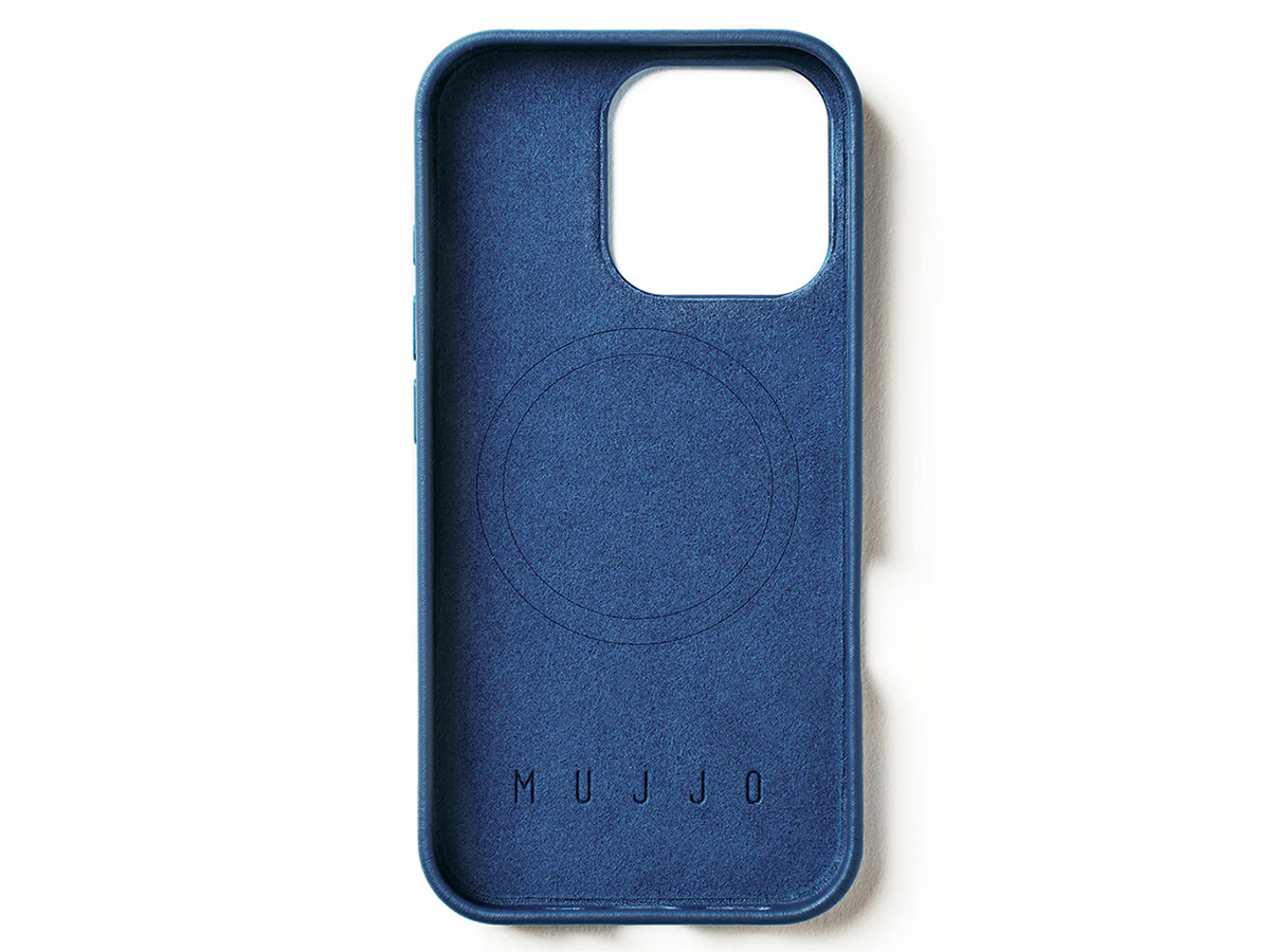 Mujjo Full Leather Wallet MagSafe Case Monaco Blue - iPhone 16 Pro Hoesje Leer