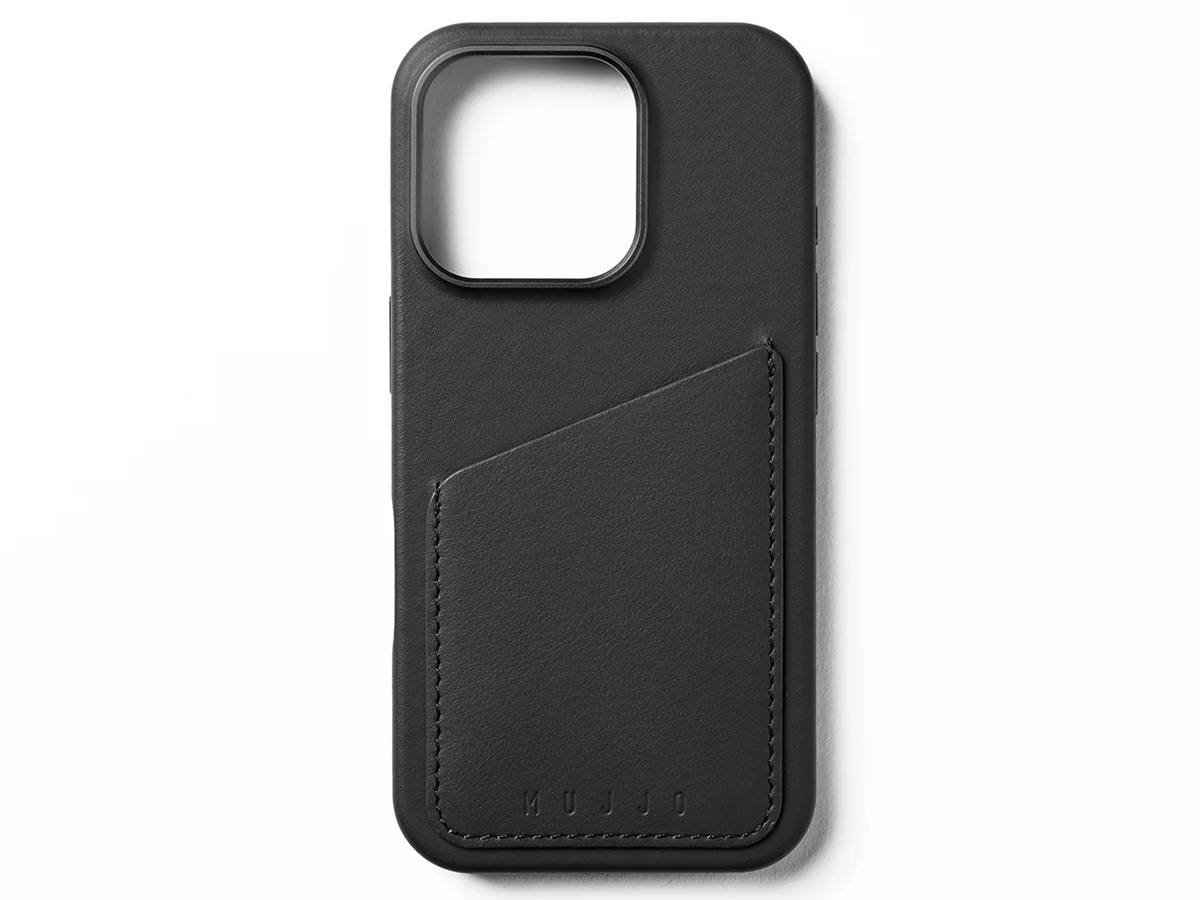 Mujjo Full Leather Wallet MagSafe Case Black - iPhone 16 Pro Hoesje Leer