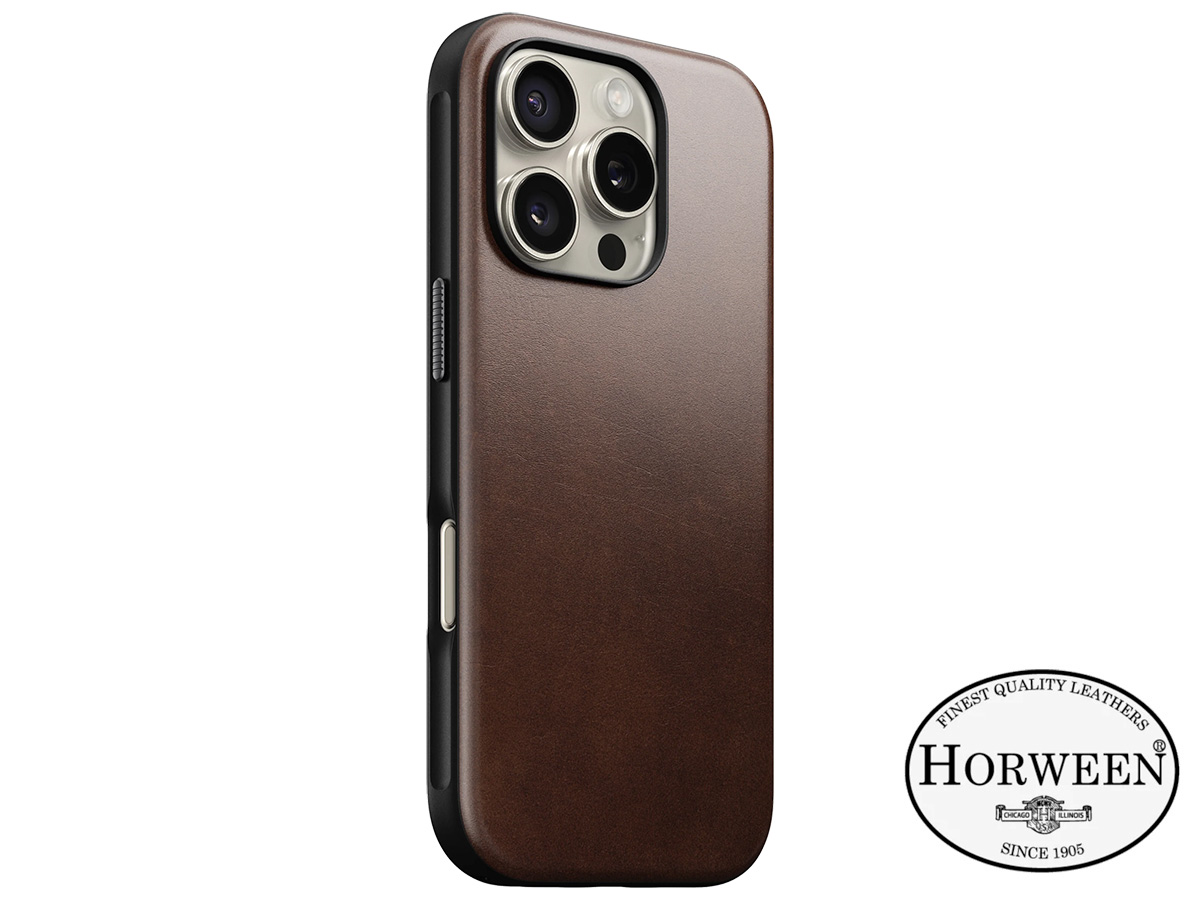 Nomad Modern Horween Leather Case Bruin - iPhone 16 Pro hoesje