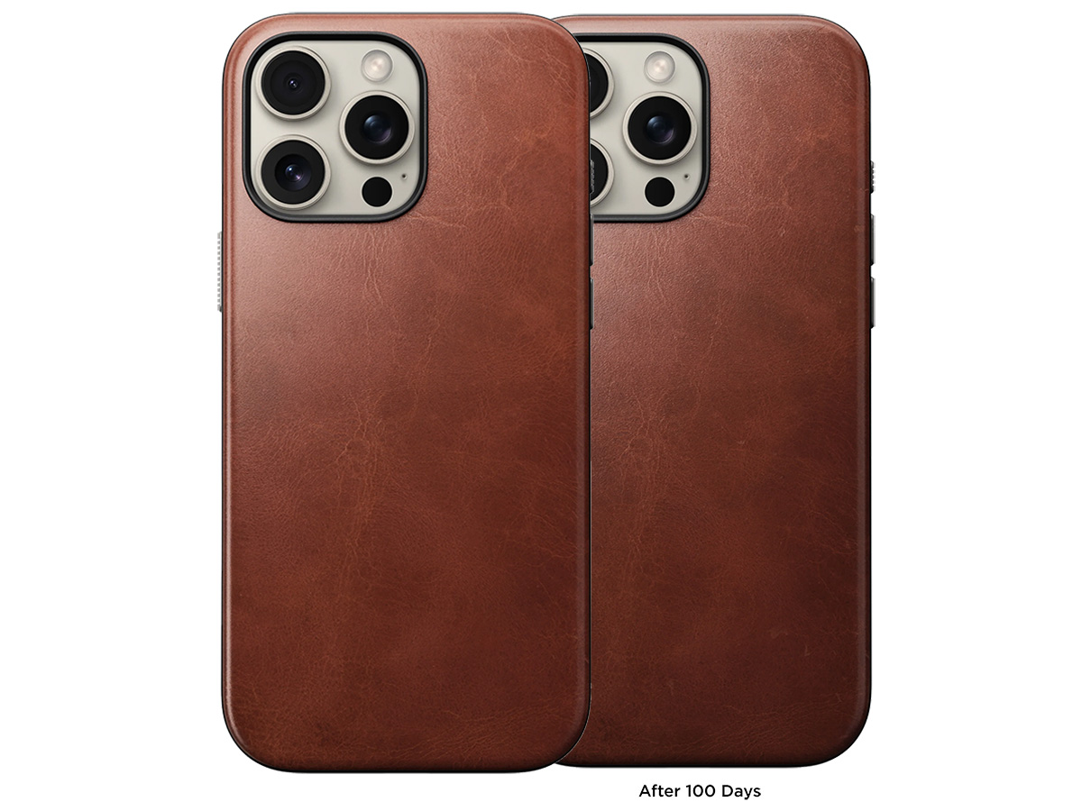 Nomad Modern Horween Leather Case Cognac - iPhone 16 Pro hoesje