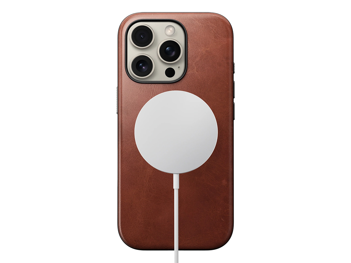 Nomad Modern Horween Leather Case Cognac - iPhone 16 Pro hoesje