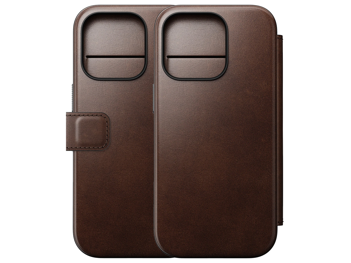 Nomad Modern Horween Leather Folio Bruin - iPhone 16 Pro hoesje