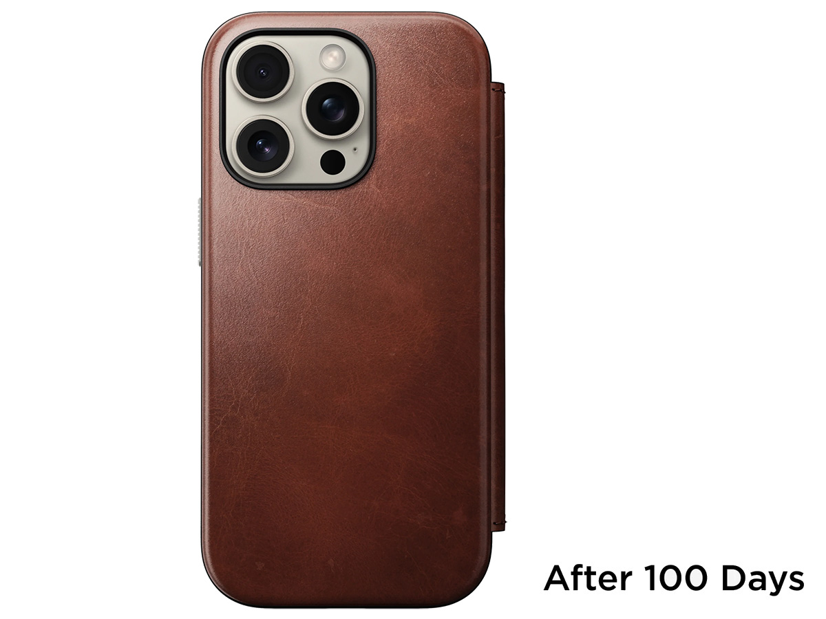 Nomad Modern Horween Leather Folio Cognac - iPhone 16 Pro hoesje