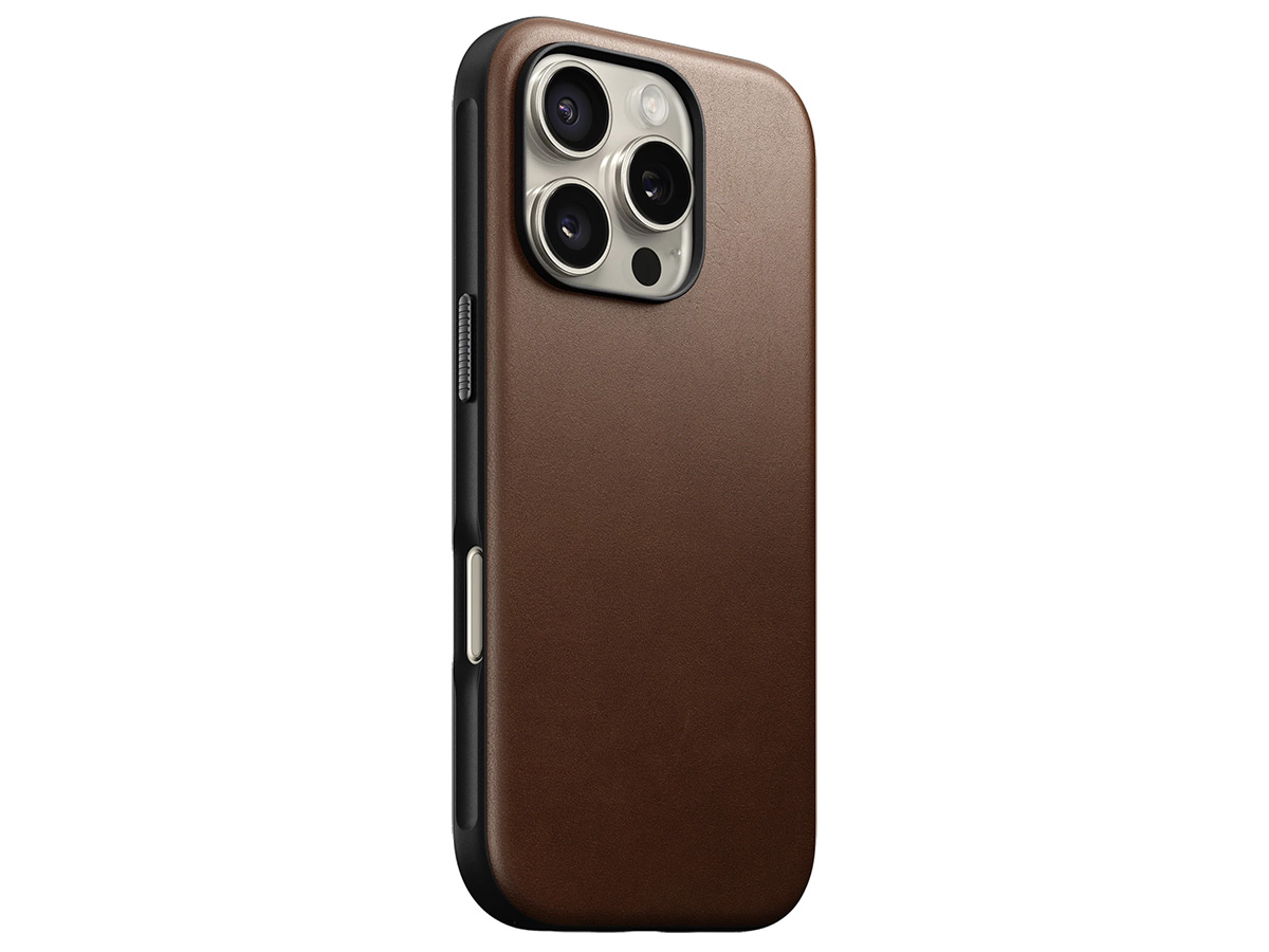 Nomad Modern Leather Case Bruin - iPhone 16 Pro hoesje