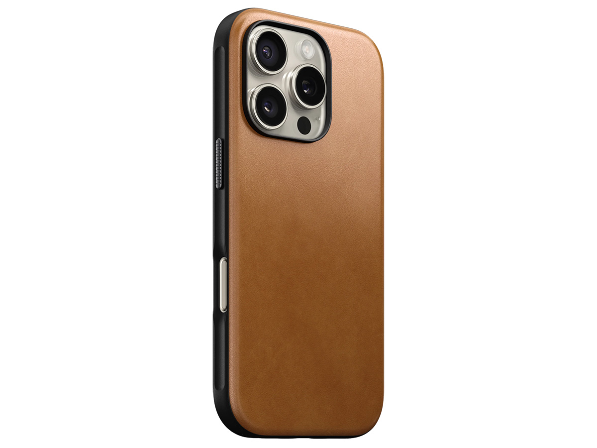 Nomad Modern Leather Case Cognac - iPhone 16 Pro hoesje