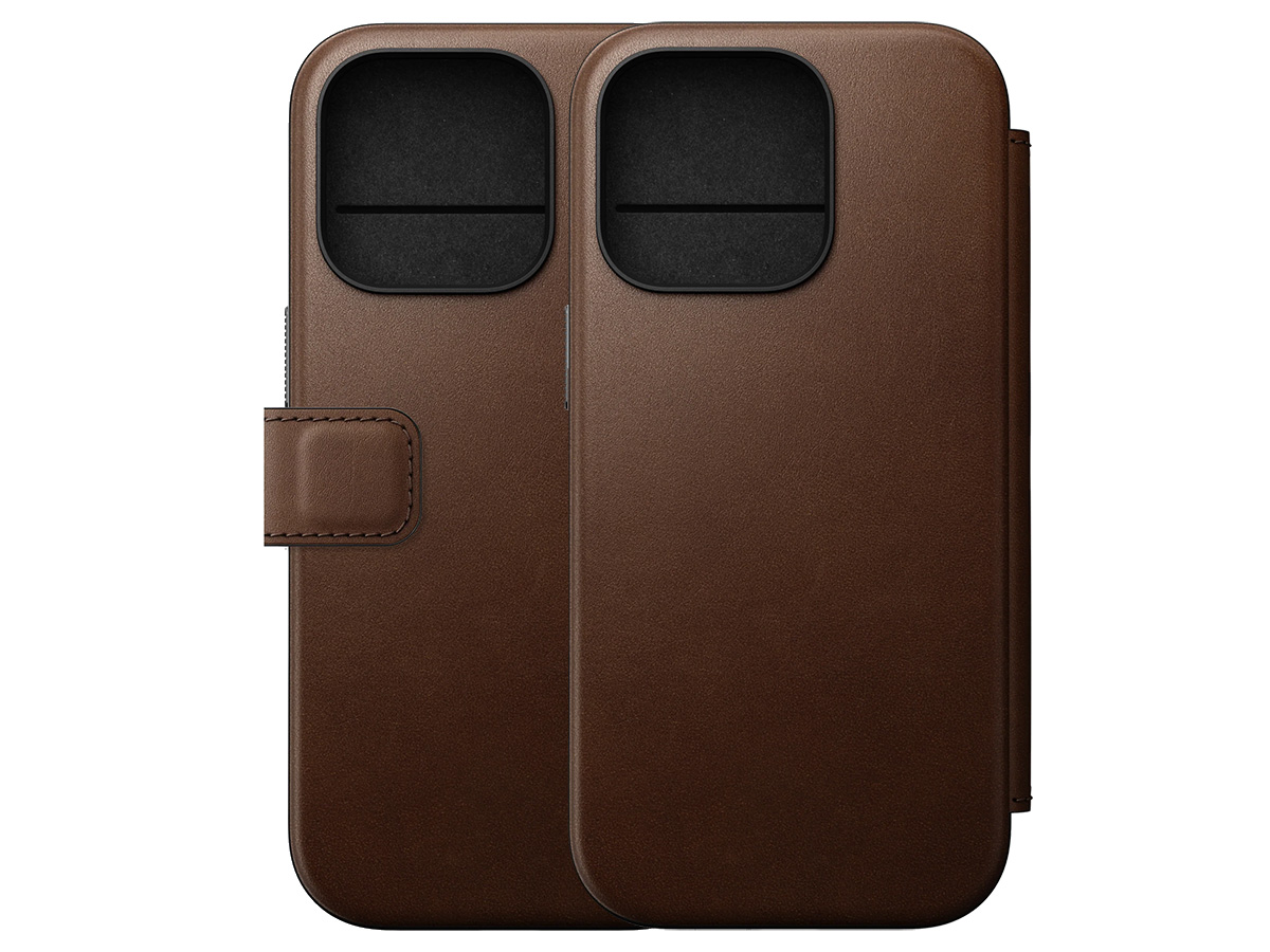 Nomad Modern Leather Folio Bruin - iPhone 16 Pro hoesje