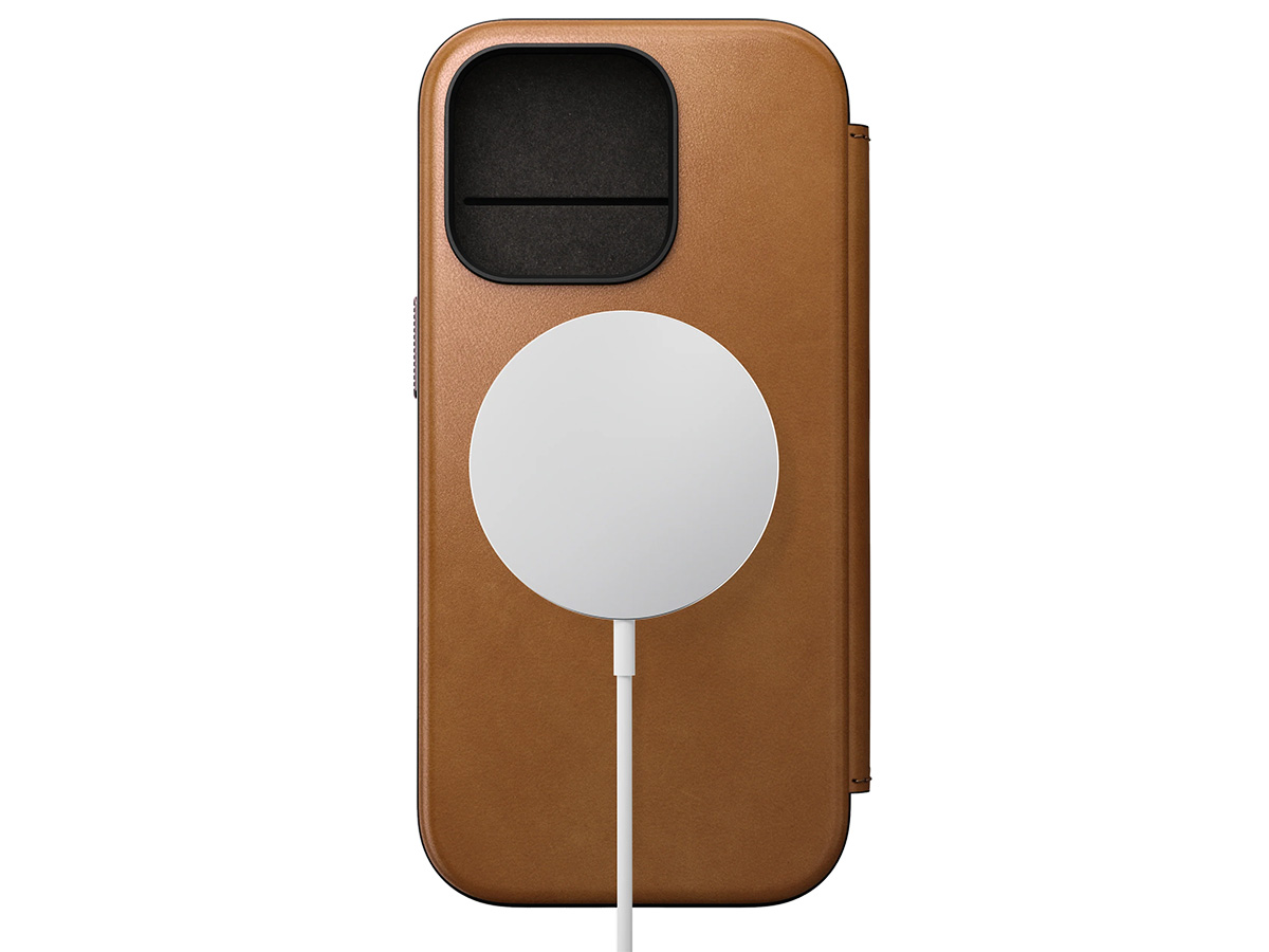 Nomad Modern Leather Folio Cognac - iPhone 16 Pro hoesje