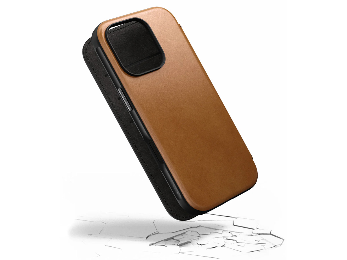 Nomad Modern Leather Folio Cognac - iPhone 16 Pro hoesje