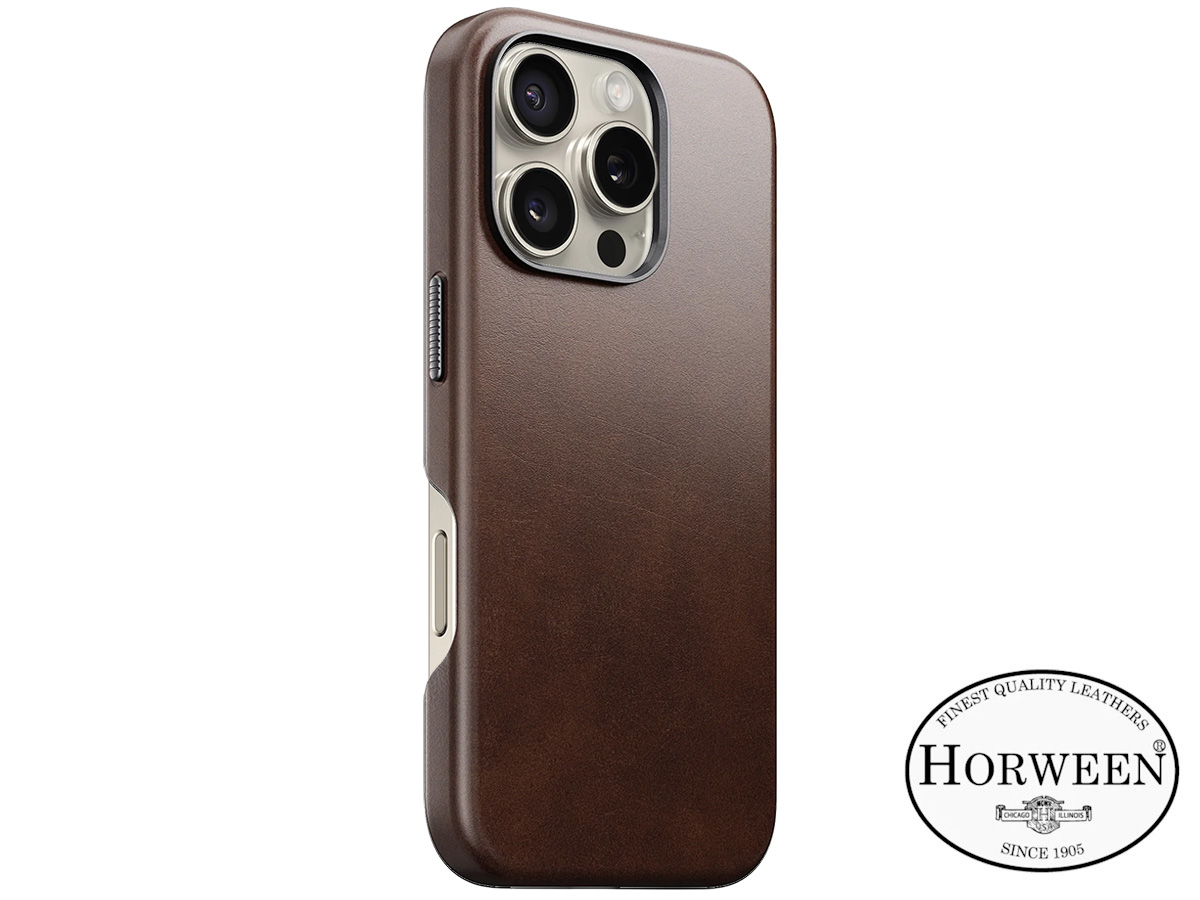 Nomad Traditional Horween Leather Case Bruin - iPhone 16 Pro hoesje