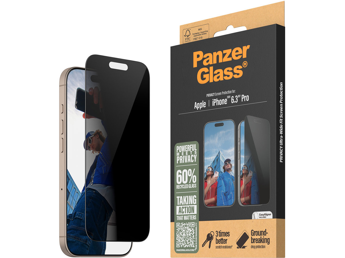 PanzerGlass iPhone 16 Pro Privacy Screen Protector Ultra Wide Fit met EasyAligner