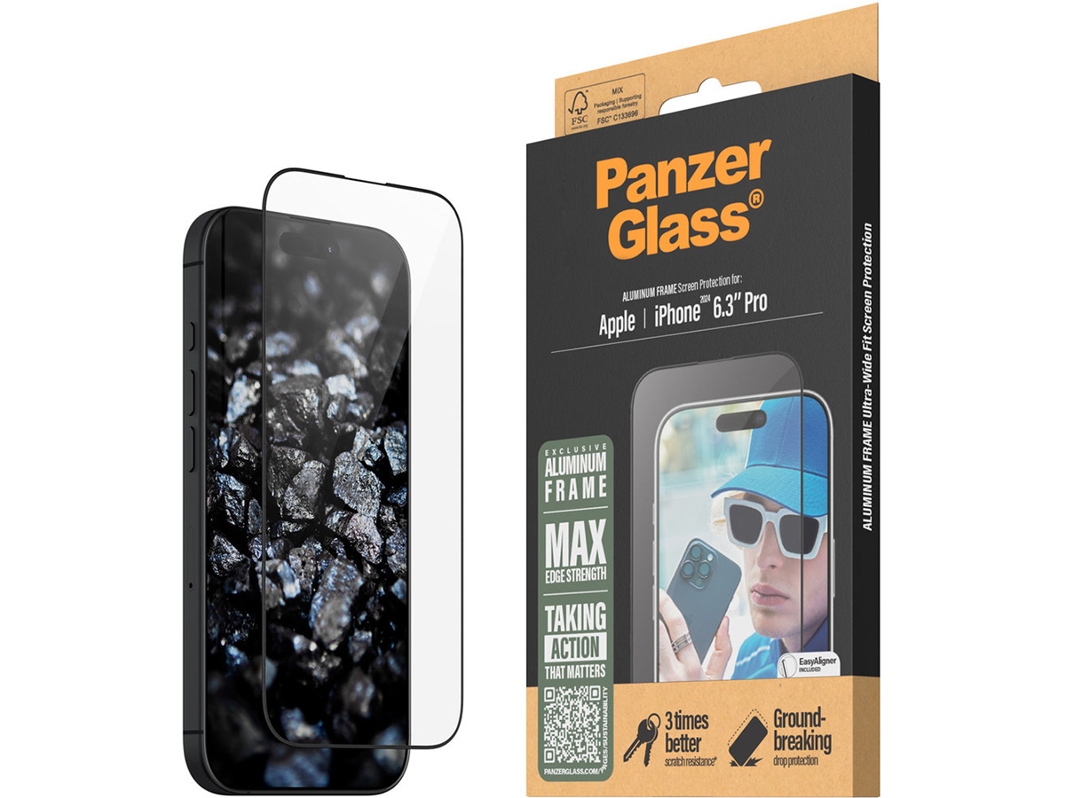 PanzerGlass iPhone 16 Pro Aluminium Screen Protector Ultra Wide Fit met EasyAligner