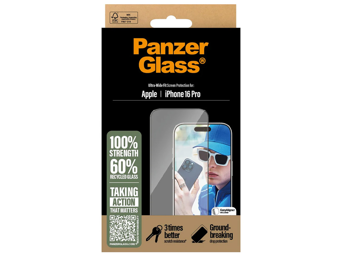 PanzerGlass iPhone 16 Pro Screen Protector Ultra Wide Fit met EasyAligner