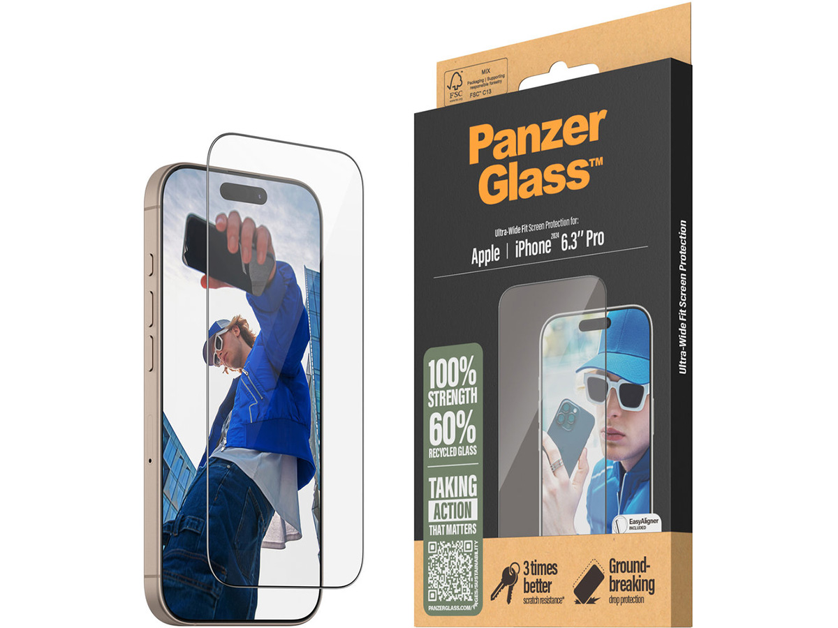 PanzerGlass iPhone 16 Pro Screen Protector Ultra Wide Fit met EasyAligner