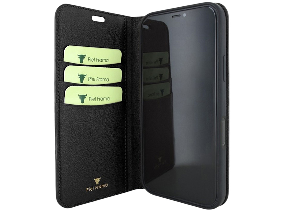 Piel Frama Leather Case Book Style Zwart - iPhone 16 Pro hoesje