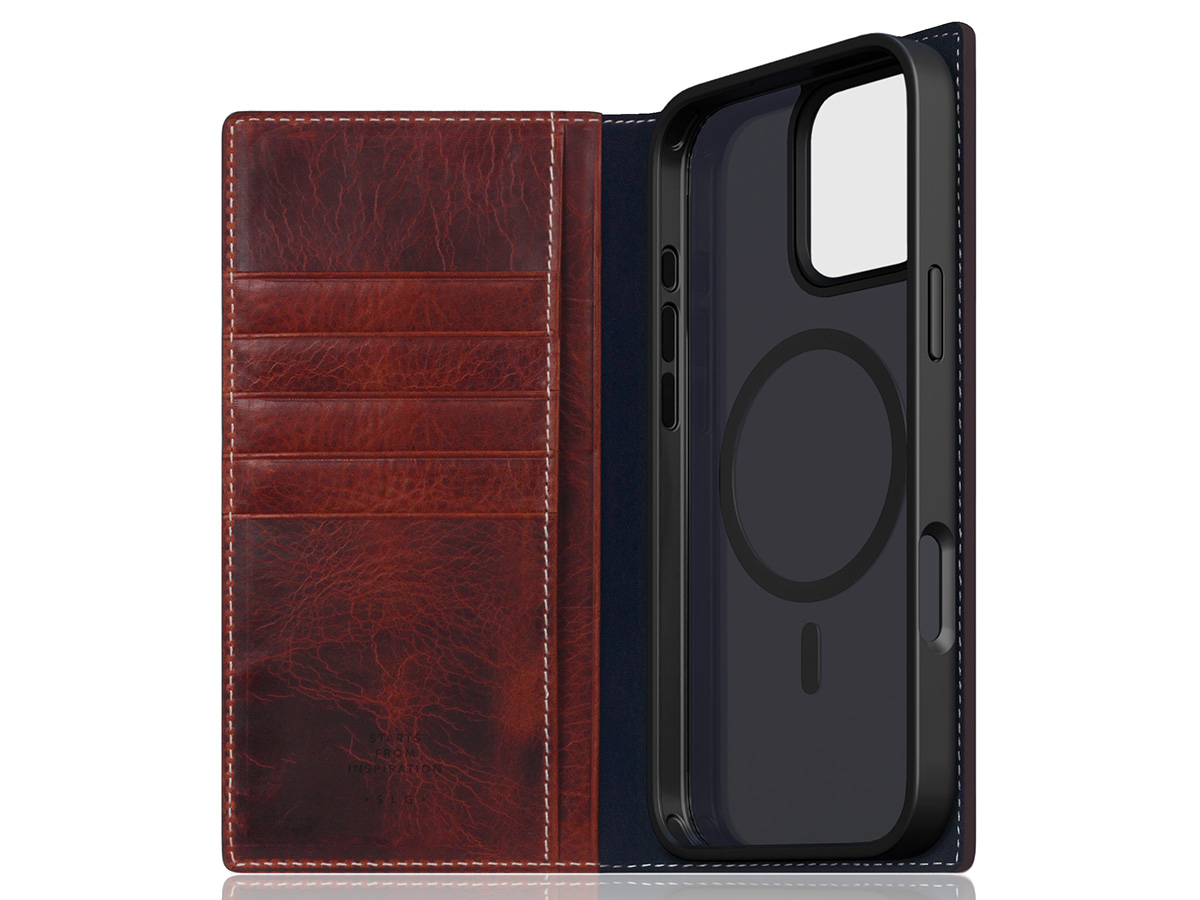 SLG Design D7 Italian Wax Leer Bruin - iPhone 16 Pro hoesje