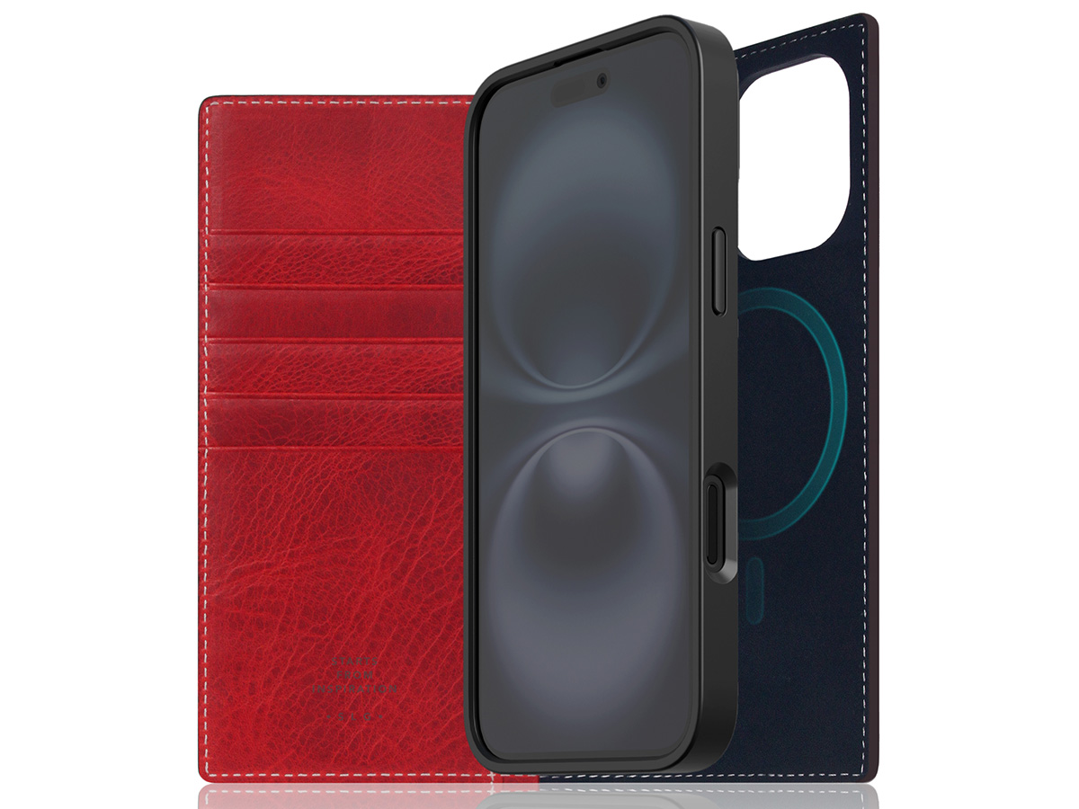 SLG Design D7 Italian Wax Leer Rood - iPhone 16 Pro hoesje