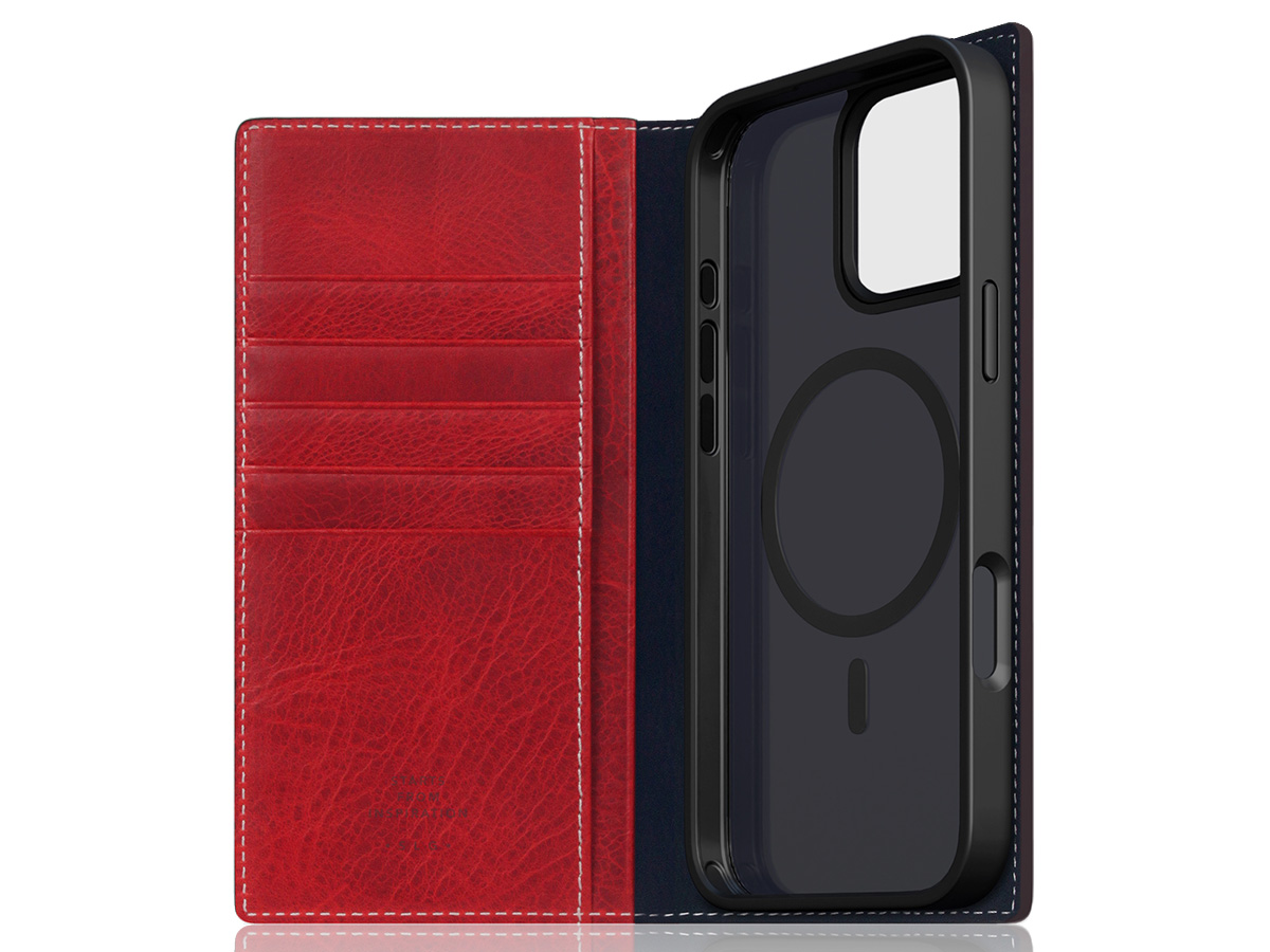 SLG Design D7 Italian Wax Leer Rood - iPhone 16 Pro hoesje