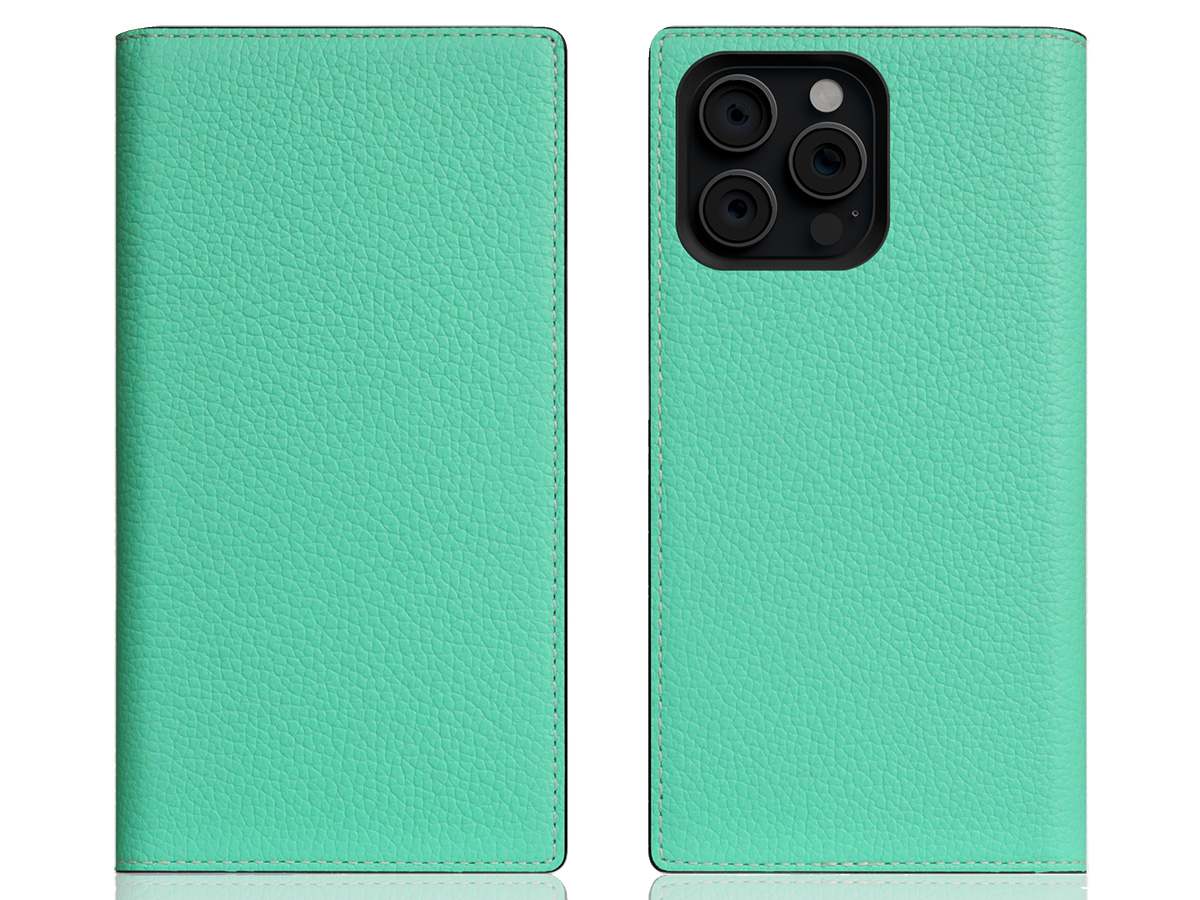 SLG Design D8 2in1 Leather Folio Teal - iPhone 16 Pro hoesje