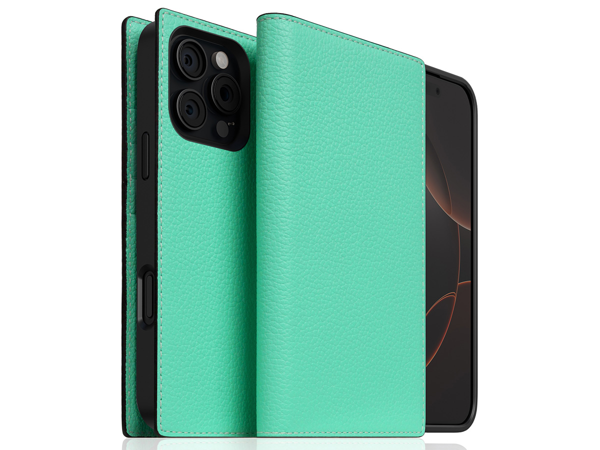 SLG Design D8 2in1 Leather Folio Teal - iPhone 16 Pro hoesje