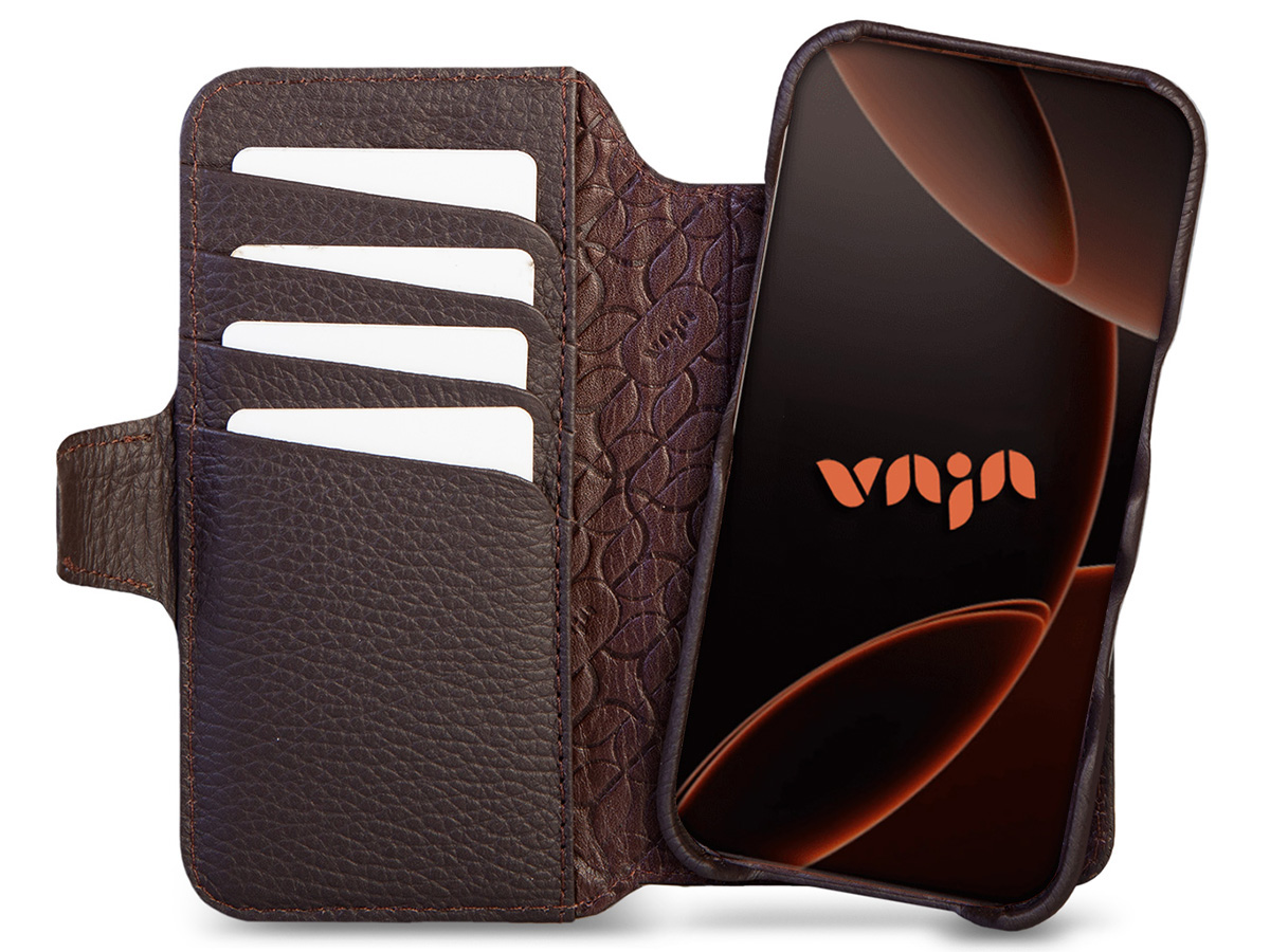 Vaja 2in1 Wallet Leather Case MagSafe Bruin - iPhone 16 Pro Hoesje Leer