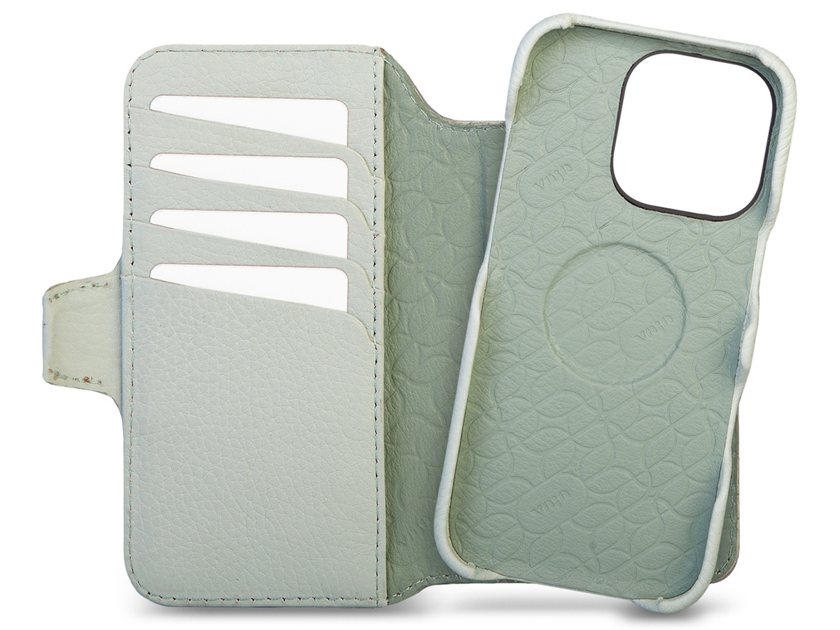 Vaja 2in1 Wallet Leather Case MagSafe Groen - iPhone 16 Pro Hoesje Leer