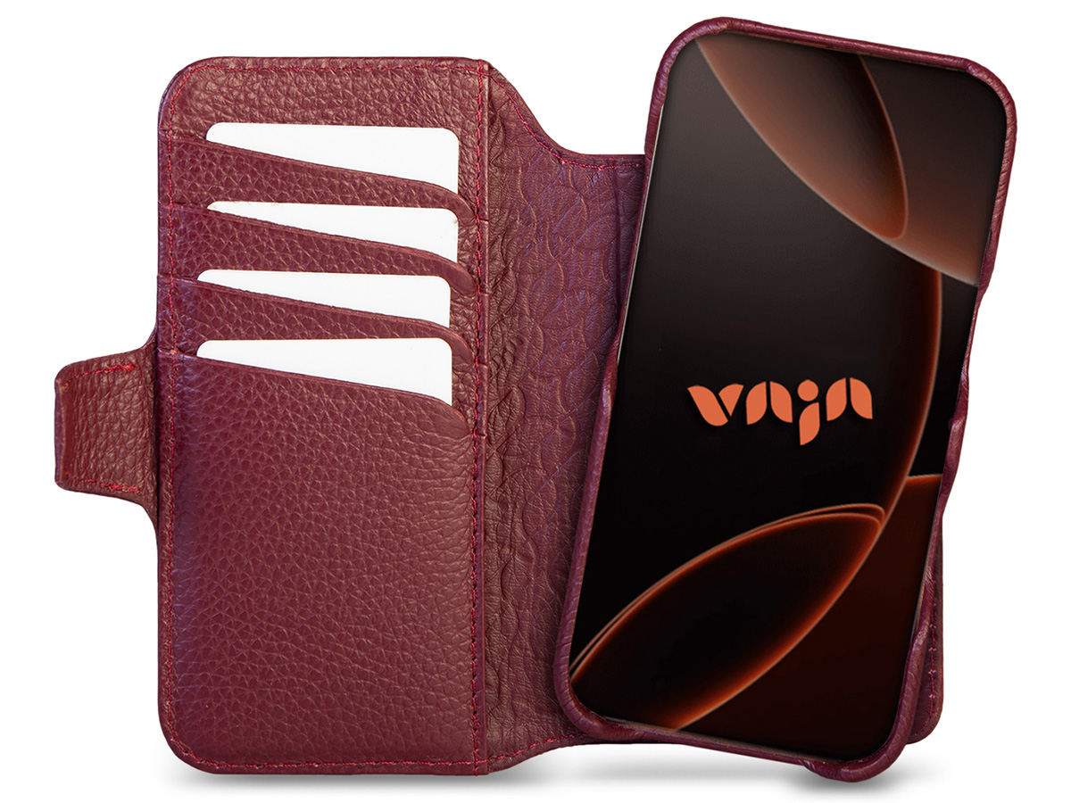 Vaja 2in1 Wallet Leather Case MagSafe Rood - iPhone 16 Pro Hoesje Leer