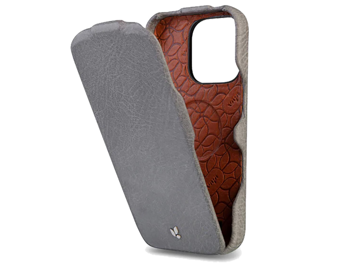 Vaja Top Leather V-Mag MagSafe Case Jean - iPhone 16 Pro Hoesje Leer