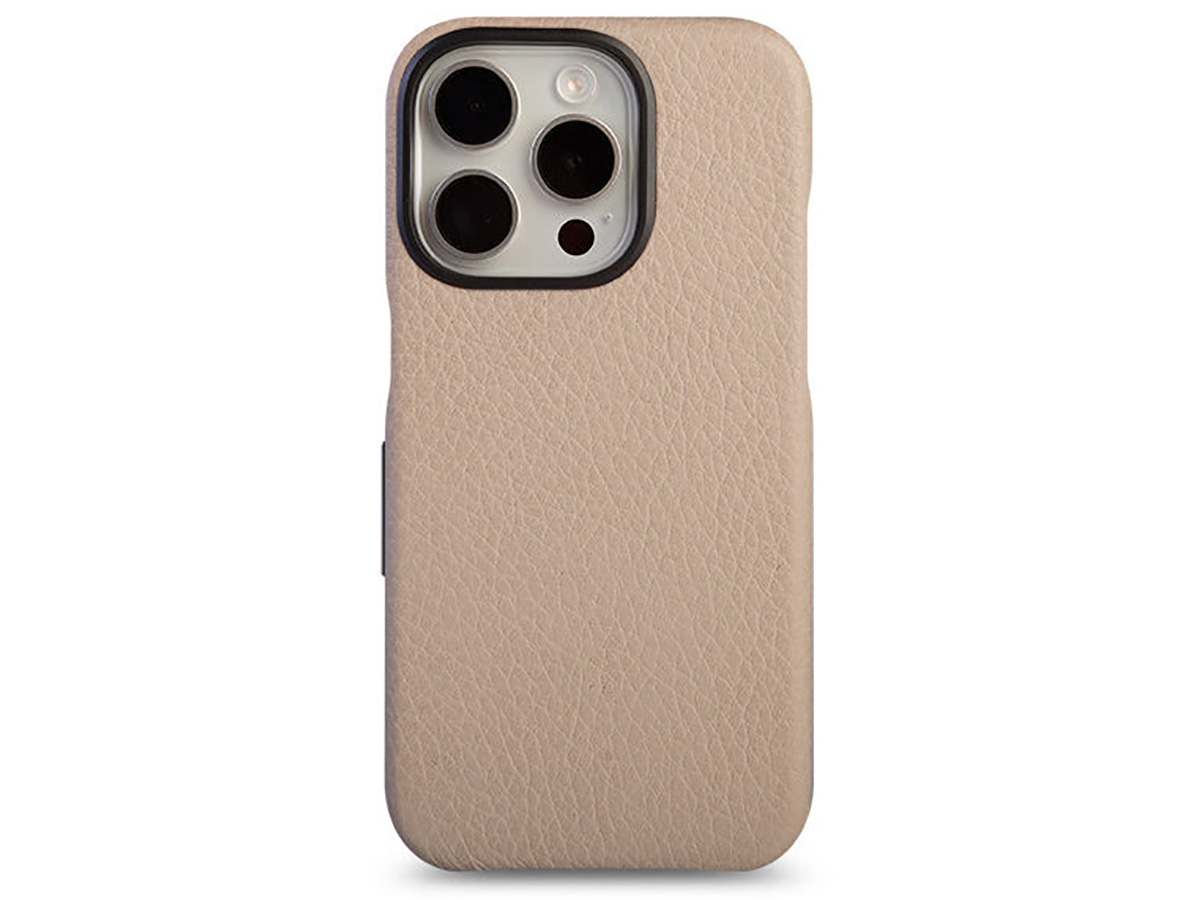 Vaja V-Mag Leather Case MagSafe Beige - iPhone 16 Pro Hoesje Leer