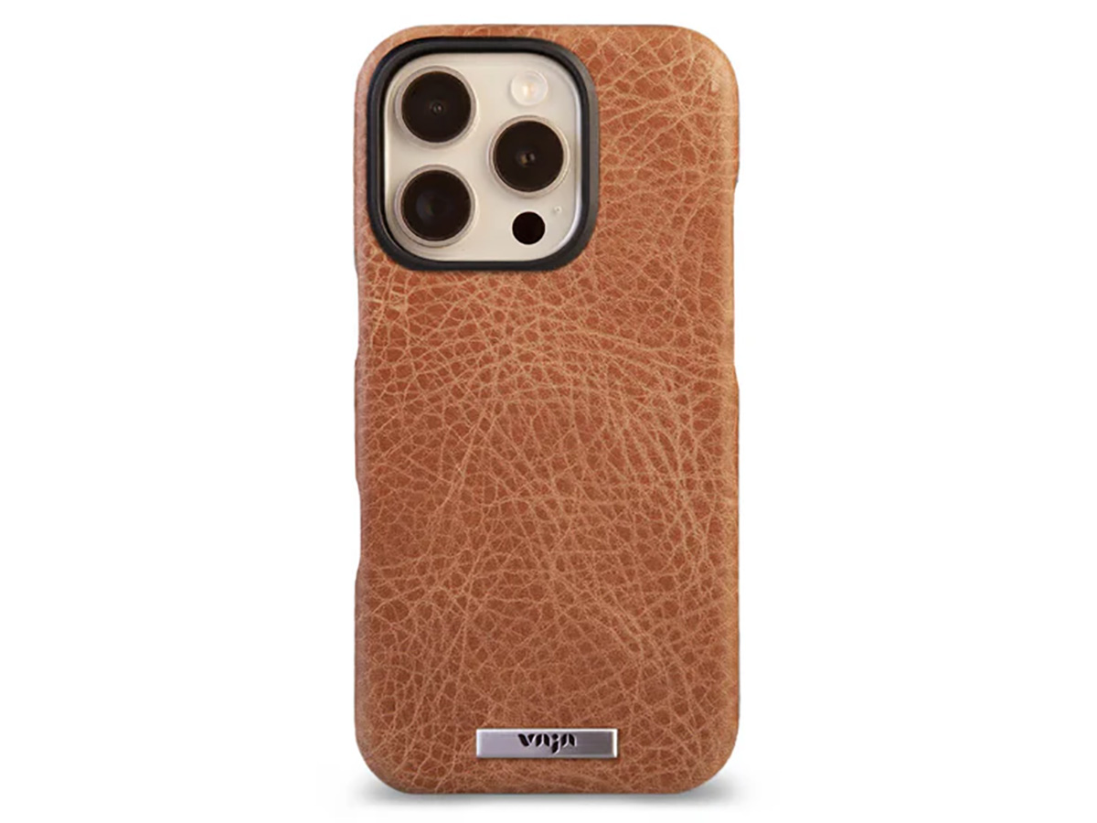 Vaja V-Mag Leather Case MagSafe Camel - iPhone 16 Pro Hoesje Leer