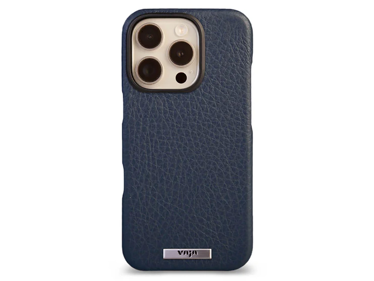 Vaja V-Mag Leather Case MagSafe Donkerblauw - iPhone 16 Pro Hoesje Leer