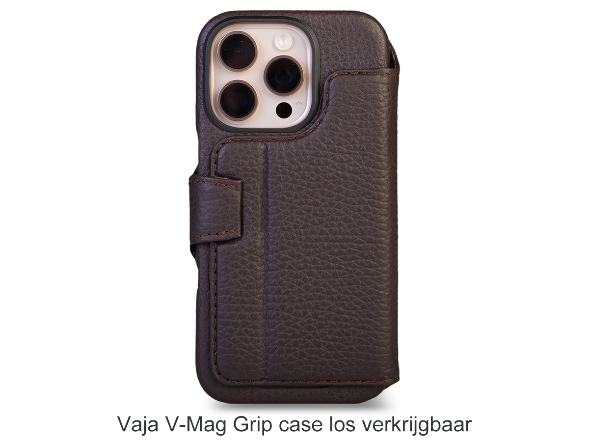 Vaja V-Mag Wallet Wrap Bruin - iPhone 16 Pro Omslag met Pashouder