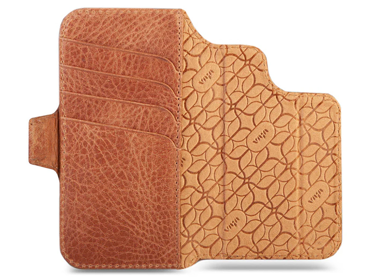 Vaja 2in1 Wallet Leather Case MagSafe Camel - iPhone 16 Pro Hoesje Leer