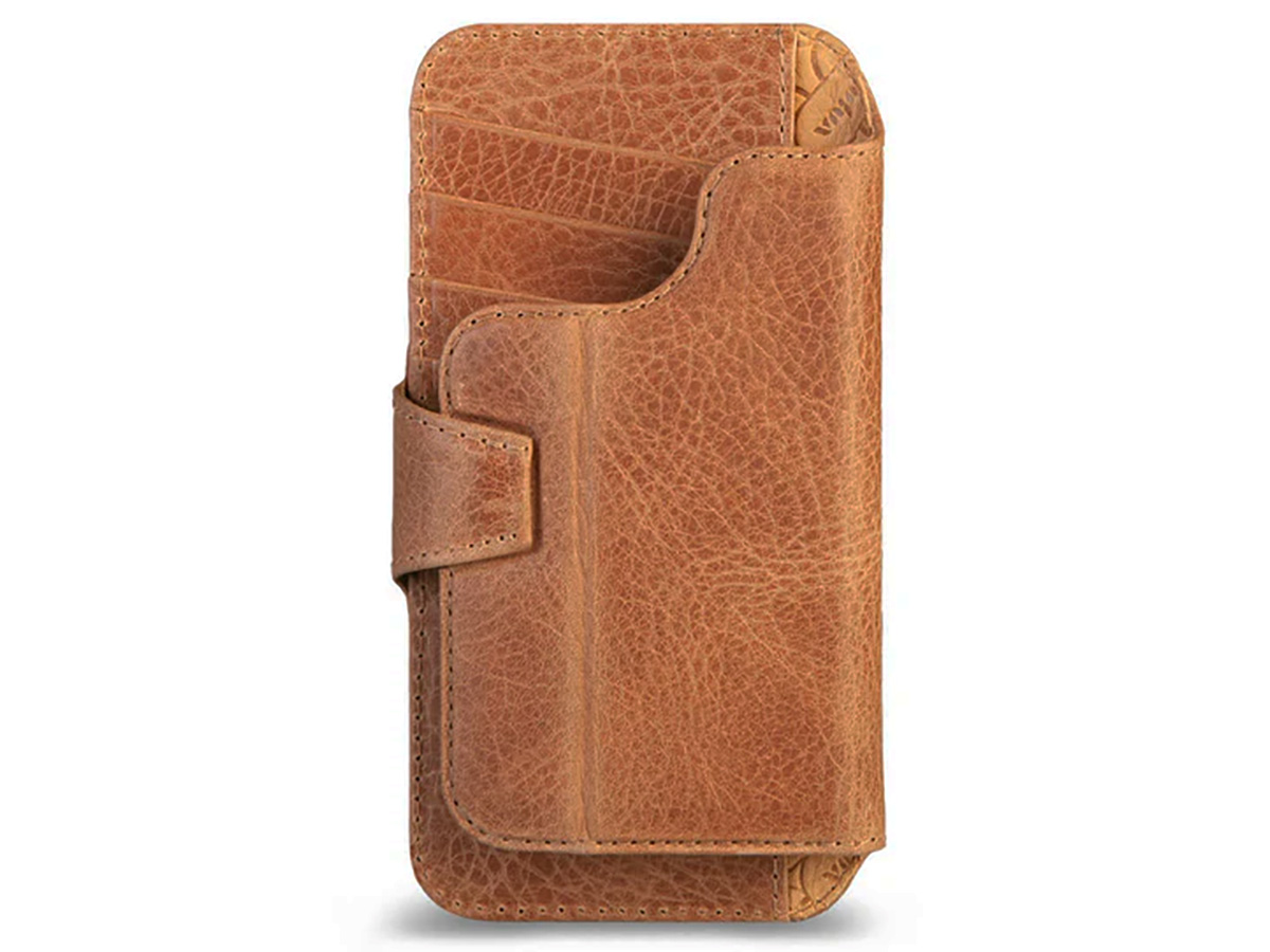 Vaja 2in1 Wallet Leather Case MagSafe Camel - iPhone 16 Pro Hoesje Leer