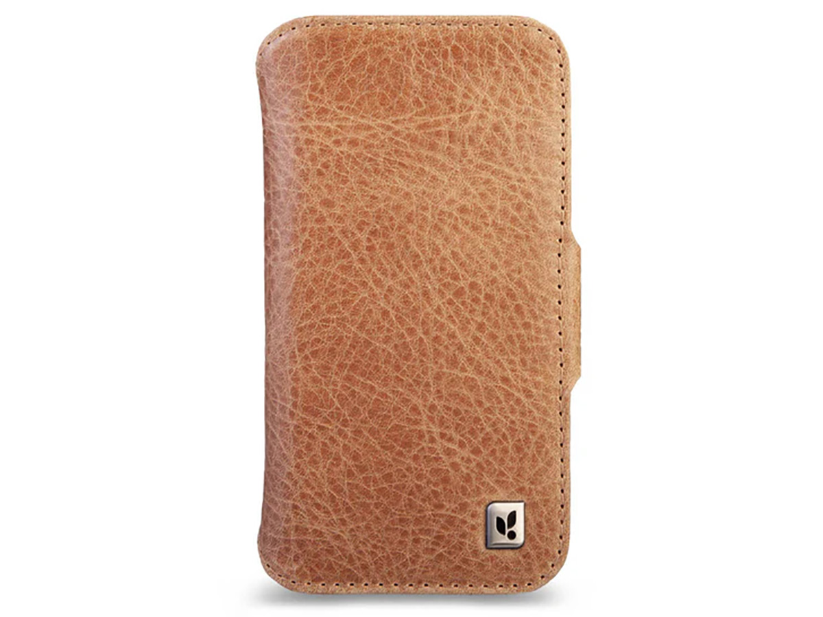 Vaja V-Mag Leather Wallet Case MagSafe Camel - iPhone 16 Pro Hoesje Leer